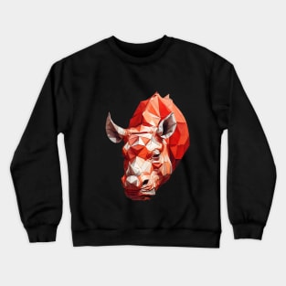 Red rhino head geometric art Crewneck Sweatshirt